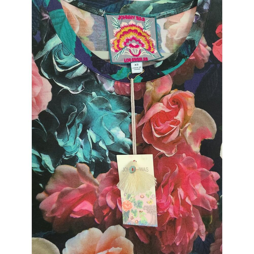 Johnny Was Studio Tiered Tunic Top XS Boho Rose Knit Dress Multi NWT - Picture 2 of 6